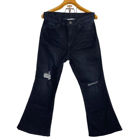 YMI Flare Leg High Waisted  Distressed Stretch Denim Jean Size: XL - Picture 1 of 6